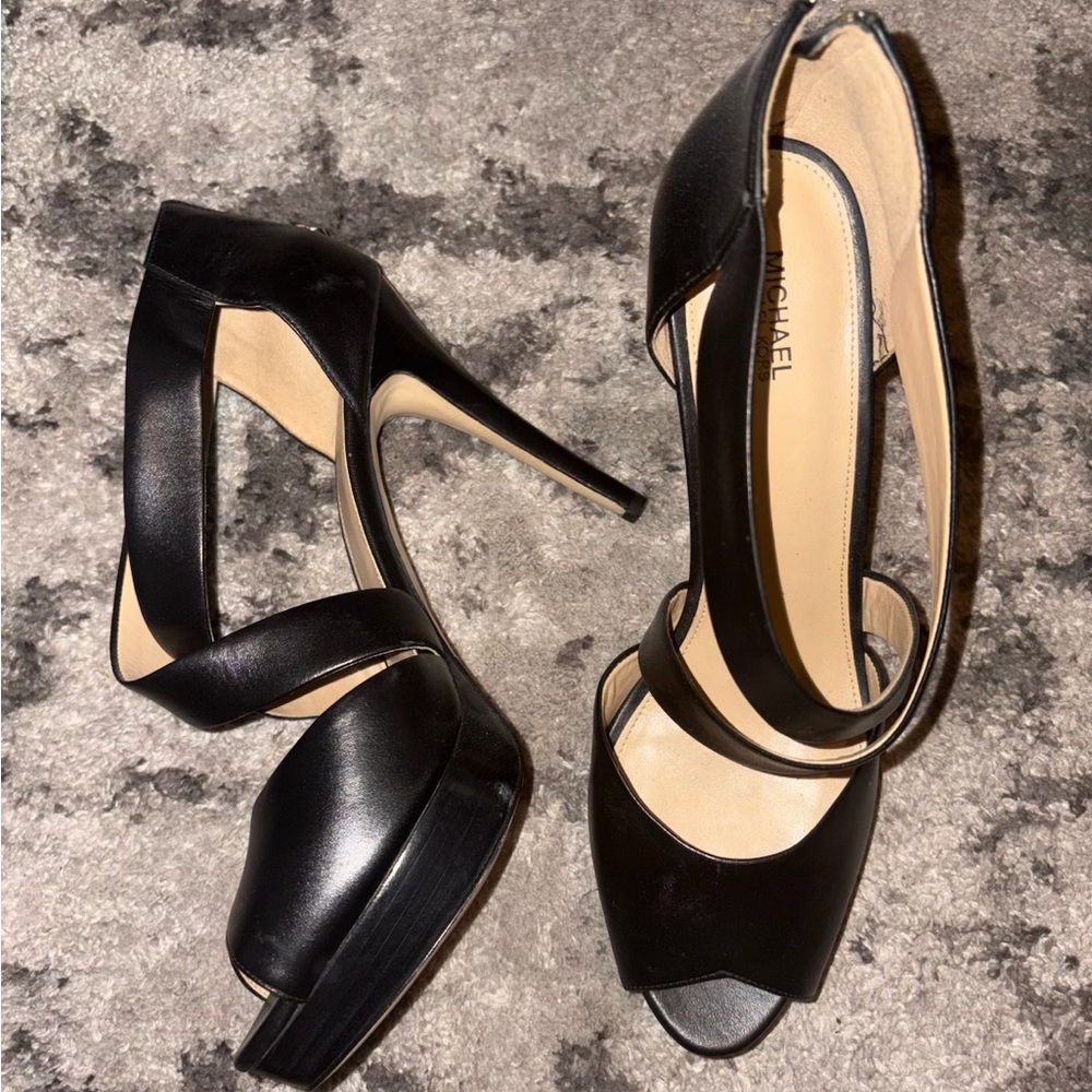 Michael Kors Black Peep-Toe Heels